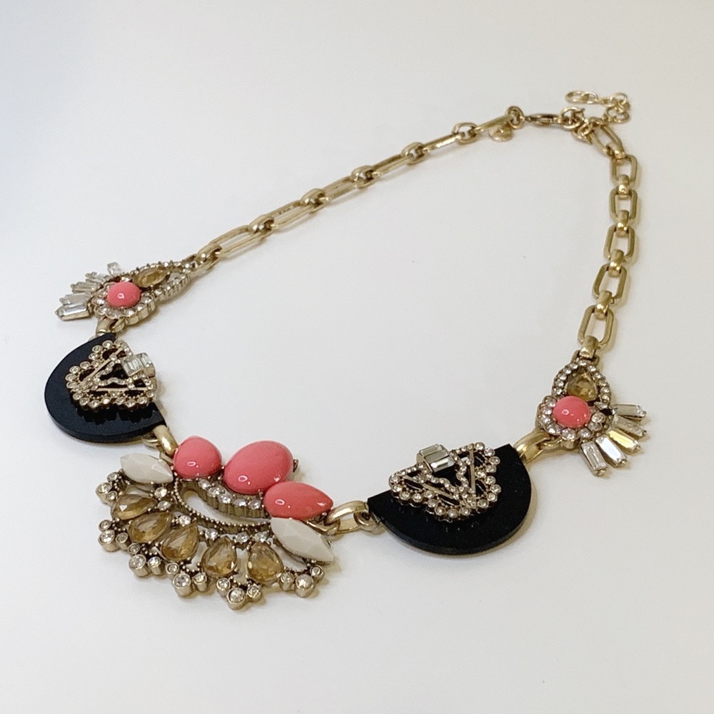 J Crew Navy and Pink Statement Necklace